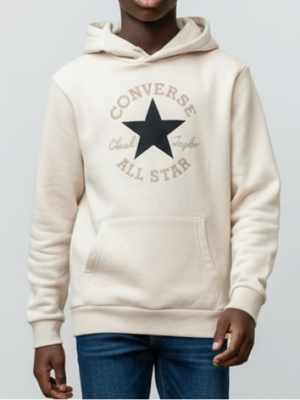 Converse Cream pullover Hoodie with Black Star Logo
